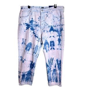 GAP Cheeky Straight Tie-Dyed Jeans Sz 16/33 High Rise Light Blue/Pink  Ankle NWT